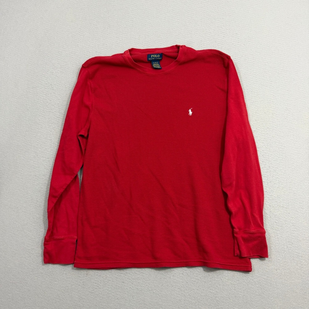 Polo Ralph Lauren Shirt Mens XL Red Thermal Waffle Knit Long Sleeve Pony Logo